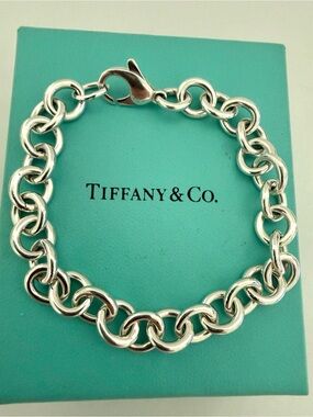 8.25” Tiffany & Co. Rolo Link Chain Bracelet, Sterling Silver
